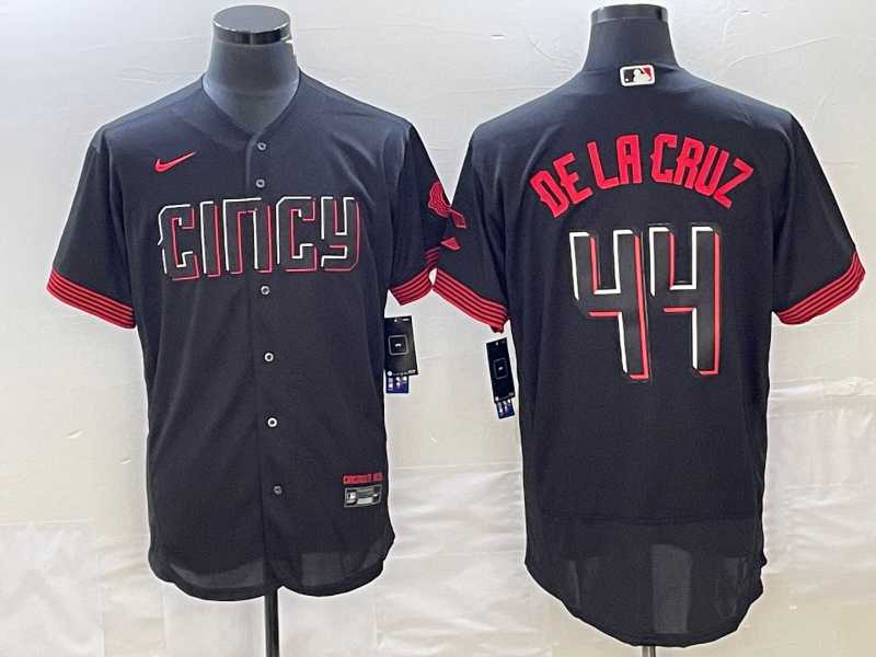 Mens Cincinnati Reds #44 Elly De La Cruz Black 2023 City Connect Cool Base Stitched Jersey
